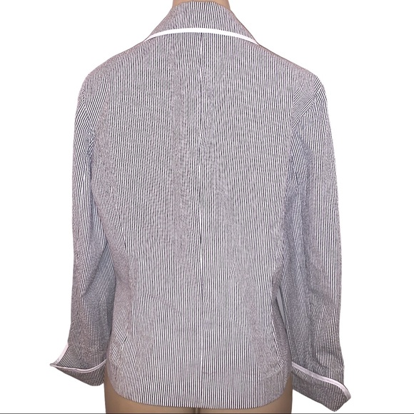 Liz Claiborne by Emma James Designer Stretch Striped Gray Suit Career Jacket - Picture 3 of 3